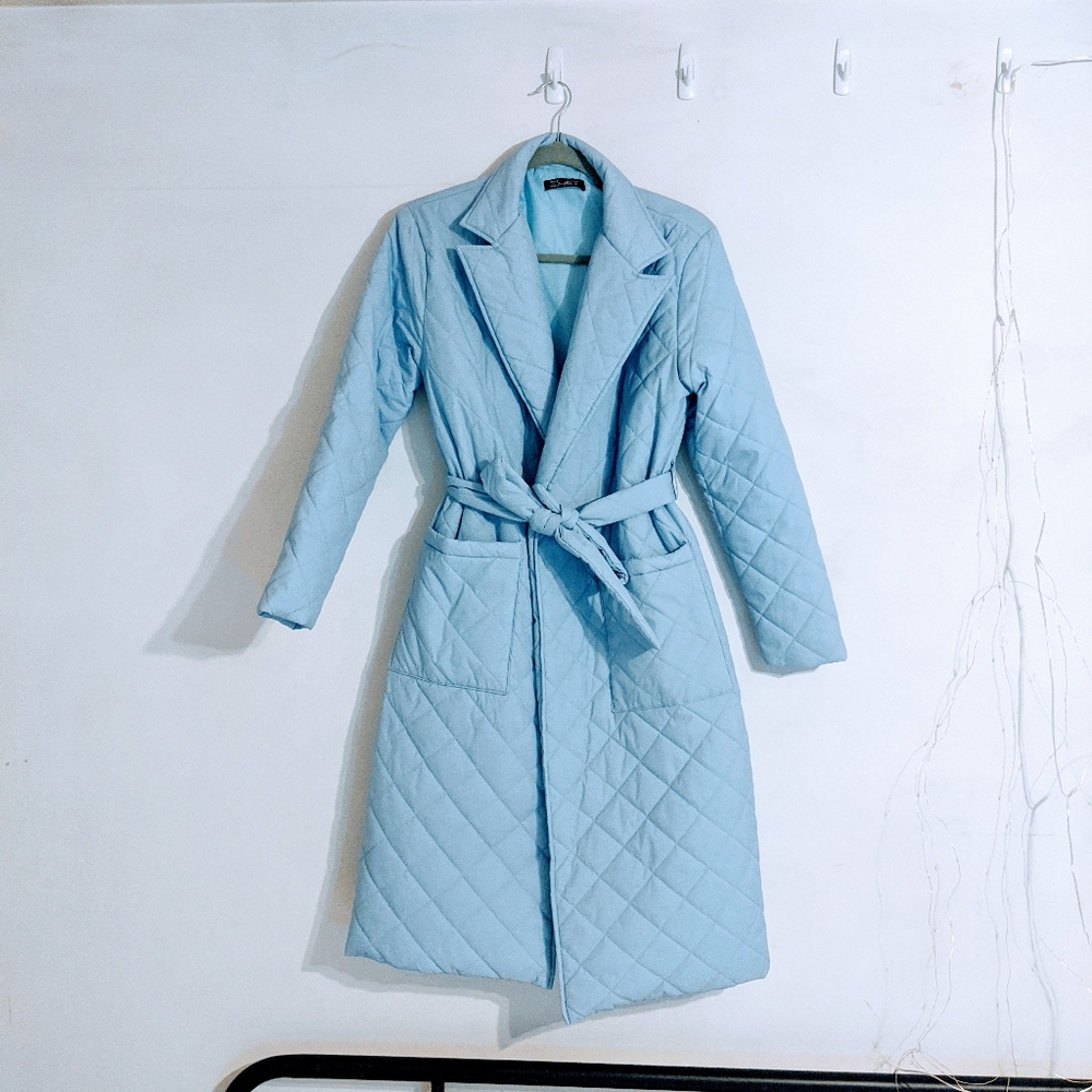 Light blue quilted coat S/M